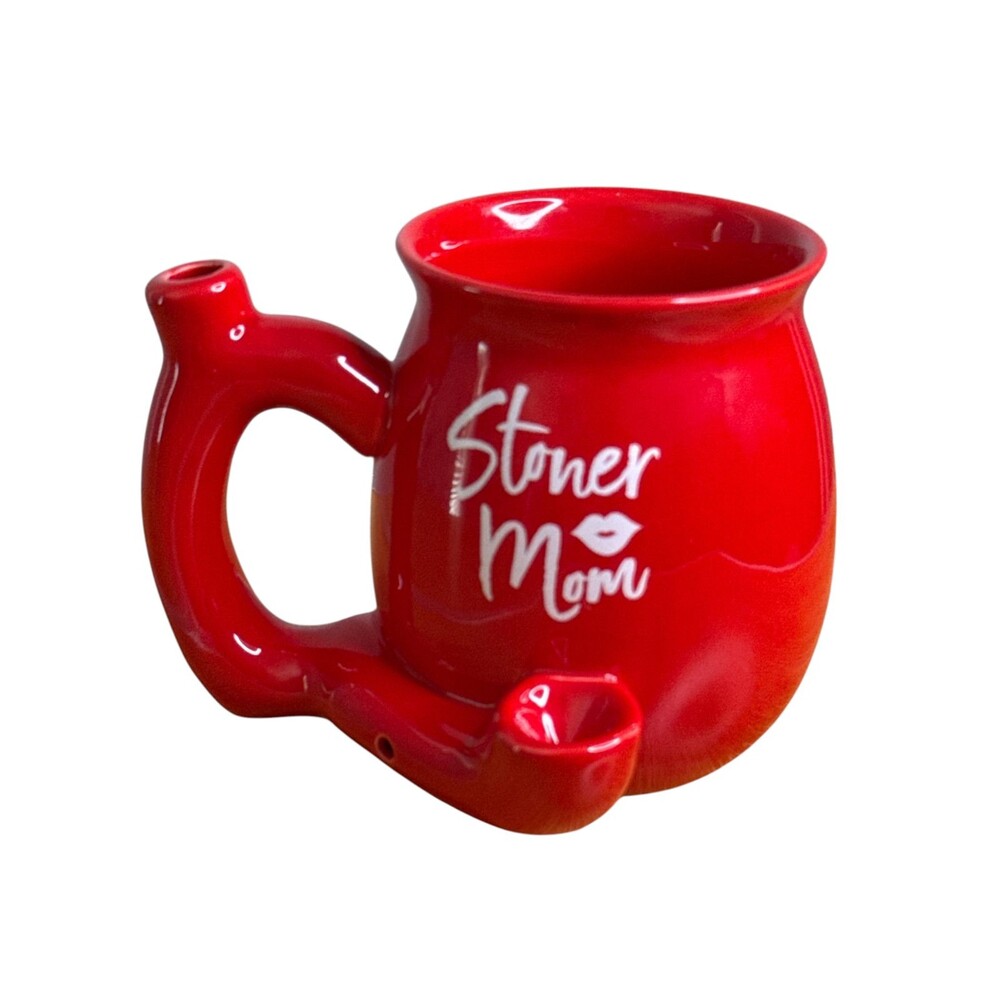 Roast & Toast Stoner Mom Red Ceramic Pipe Coffee Mug Novelty Smoking Cup